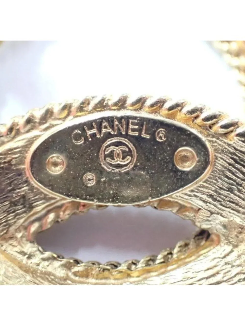 Chanel Brooch CC Logo Gold Vintage